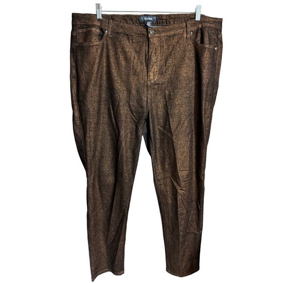 ModCloth Metallic Denim Shimmery Bronze  Black Pants 26W - Picture 2 of 7